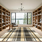 Modern Beige and Charcoal Plaid Grid Rug