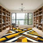 Geometric Golden Ochre Abstract Isometric Rug