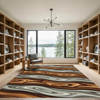 Brown Gray Swirl Wood Grain Rug