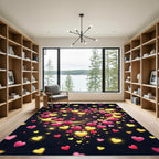 Pink Yellow Hearts Raspberry Glow Rug