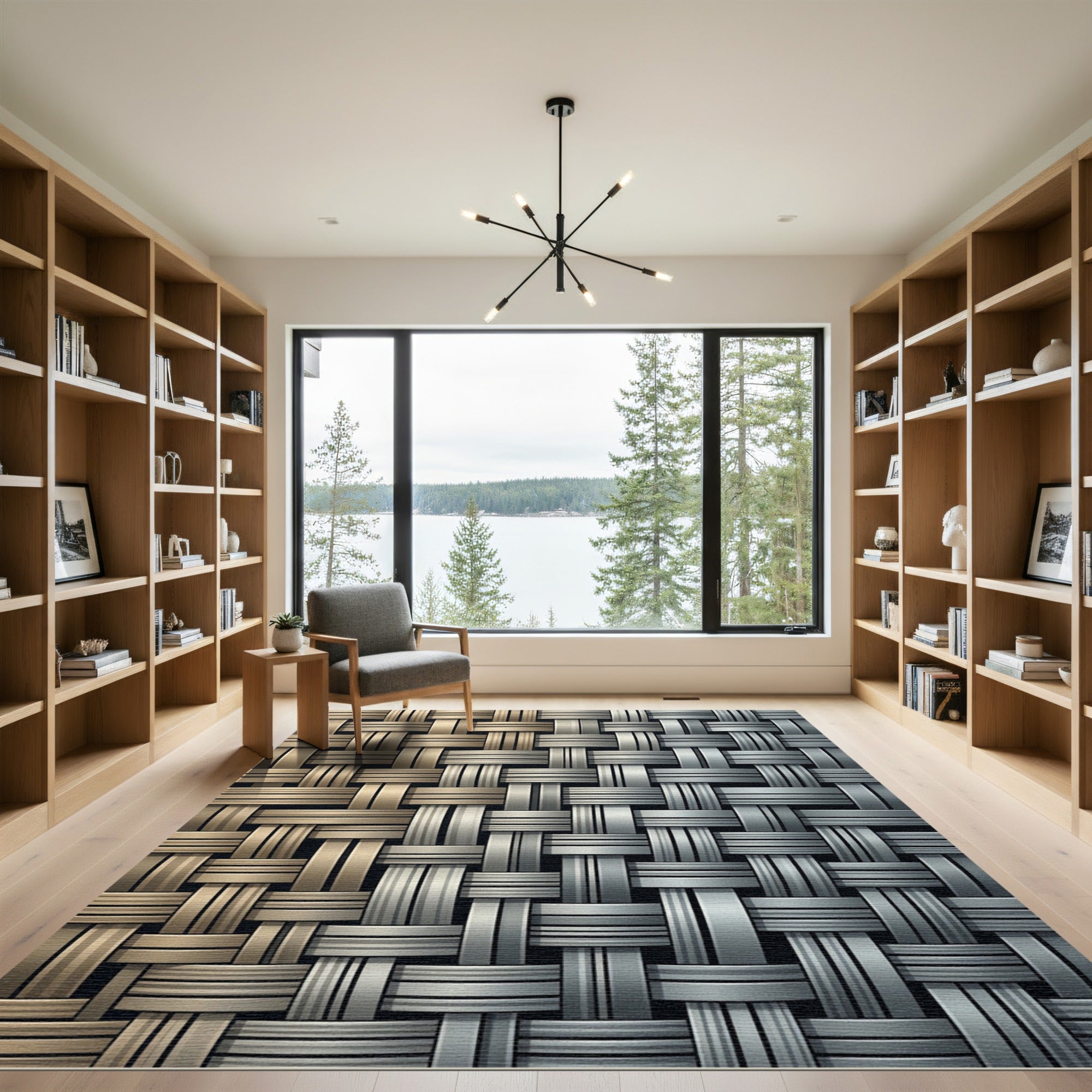 Metallic Gold and Silver Interwoven Mesh Rug