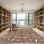 Elegant Pink and Cream Ribbon Bows Rug