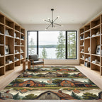 Rustic Autumn Farmhouse Barn Landscape Rug
