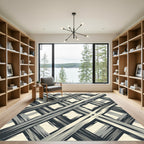 Grayscale Diagonal Brushstroke Diamond Rug