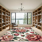 Elegant Blush Peony Botanical Illustration Rug