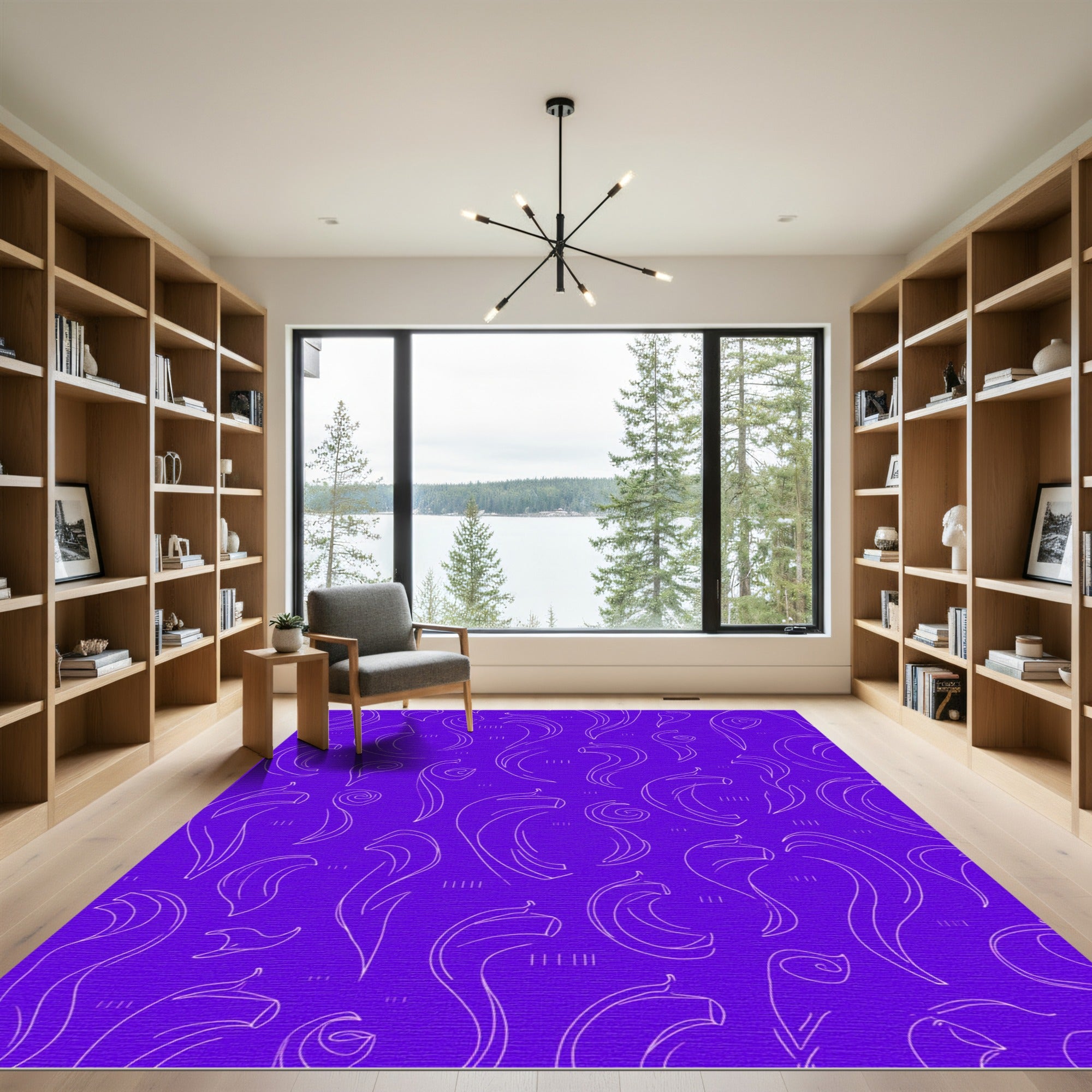 Amethyst Flowing Curlicue Abstract Rug