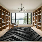 Metallic Charcoal Chevron Geometric Rug