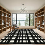 Black White Checkerboard Grid Rug