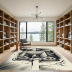 Architectural Sketch Contemporary Home Perspective Rug