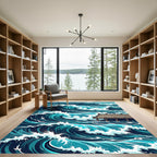 Dramatic Deep Blue Ocean Wave Rug