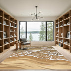 Earthy Golden Toned Ocean Waves Rug