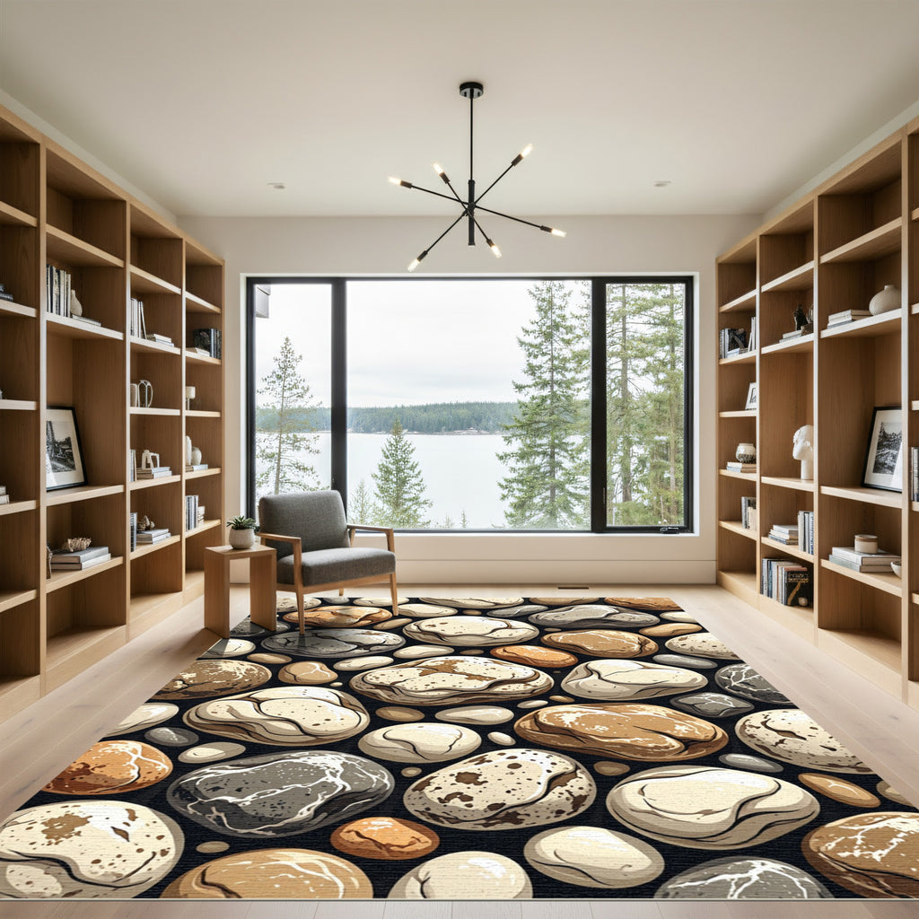 Neutral Earthy Tones River Stone Assembly Rug
