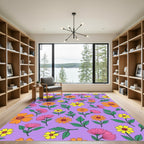 Purple Wildflower Meadow Floral Rug