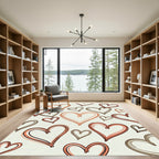 Terracotta Brown Hearts Collage Rug