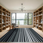 Modern Monochrome Vertical Linear Stripe Rug