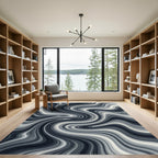Monochromatic Swirl Abstract Waves Rug