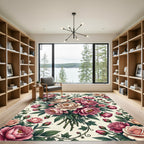 Romantic Pink Peony Floral Garden Rug