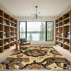 Golden Leopard Safari Mandala Medallion Rug