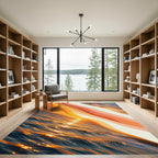 Golden Sunset Ocean Wave Abstract Rug