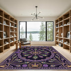 Majestic Purple Peacock Crown Radiance Rug