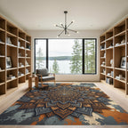 Intricate Sienna Gold Slate Mandala Rug