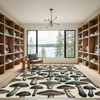 Whimsical Woodland Mushroom Earth Tone Illustration Rug