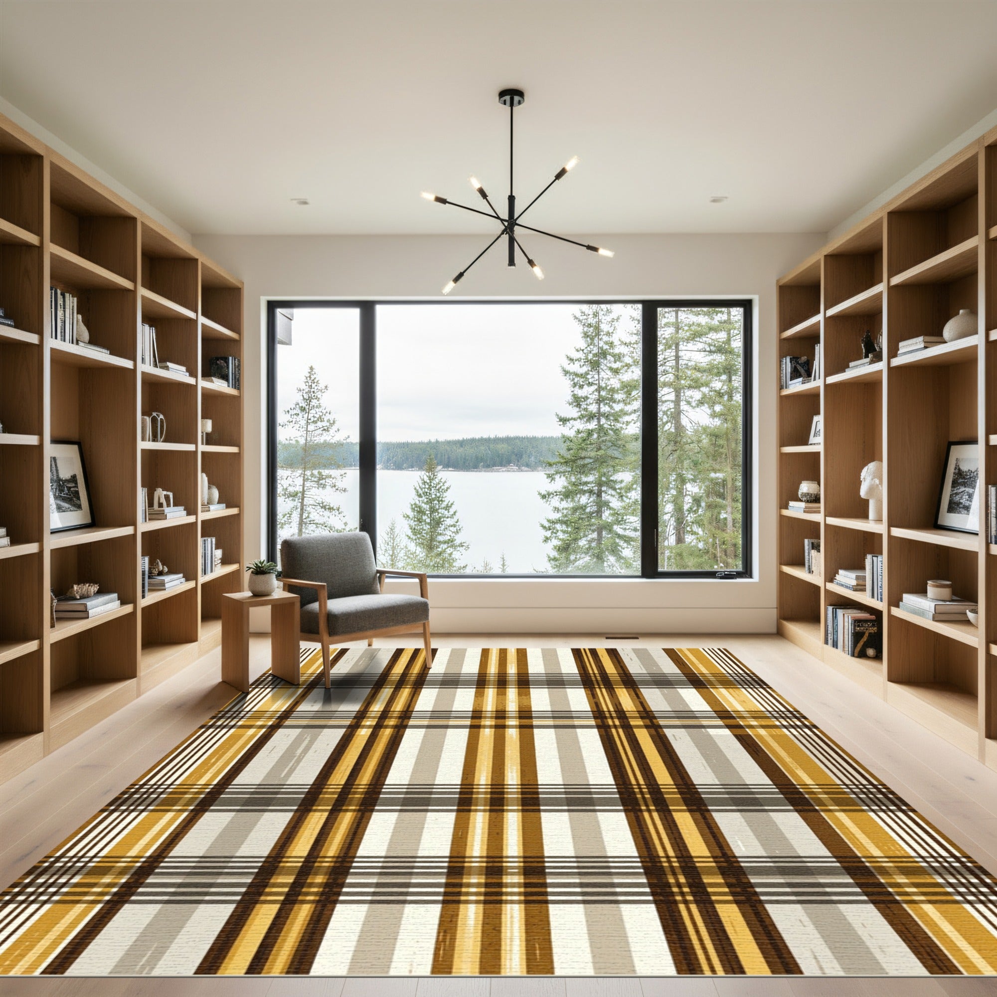 Rustic Warm Tones Plaid Pattern Rug