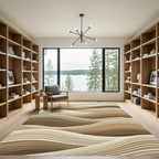 Earthy Brown Wavy Dune Stripes Rug