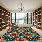 Amber Teal Tie Dye Diamond Rug