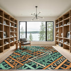 Orange Mint Interwoven Geometric Layers Rug