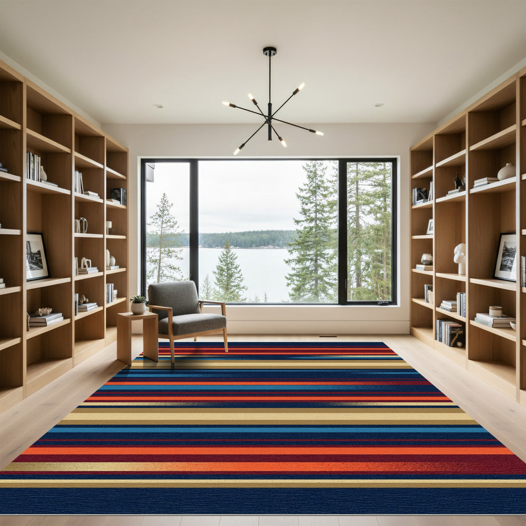 Modern Multicolored Parallel Horizontal Stripe Rug