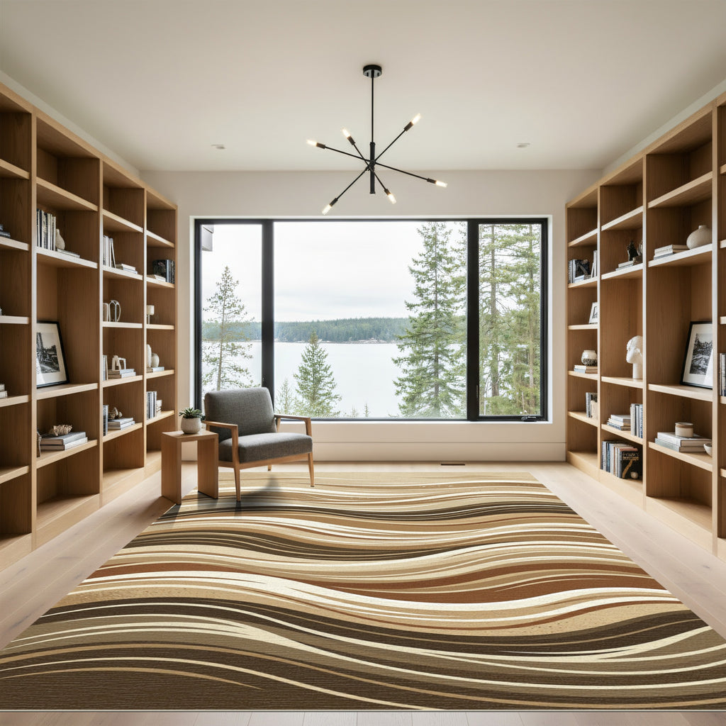 Undulating Stripes in Earthy Hues Rug