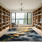 Golden Sunrise Mountain Mist Landscape Rug
