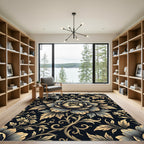 Vintage Gold Floral Scroll Rug
