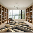 Golden Brown Geometric Maze Stairs Rug