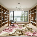 Ethereal Rose and Sepia Ink Flow Rug