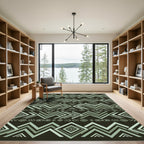 Sage Green Southwestern Geometric Zigzag Rug