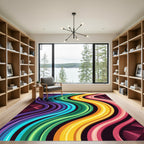 Vibrant Rainbow Wavy Stripe Rug