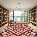 Terracotta Diamond Rows Geometric Rug