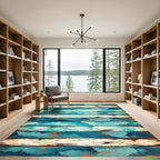 Distressed Blue Aqua Weathered Wood Rug