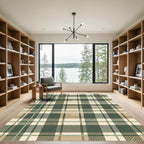 Sage Green and Khaki Plaid Tartan Rug