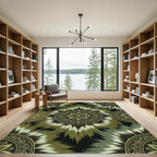 Olive Ikat Floral Geometric Medallion Rug