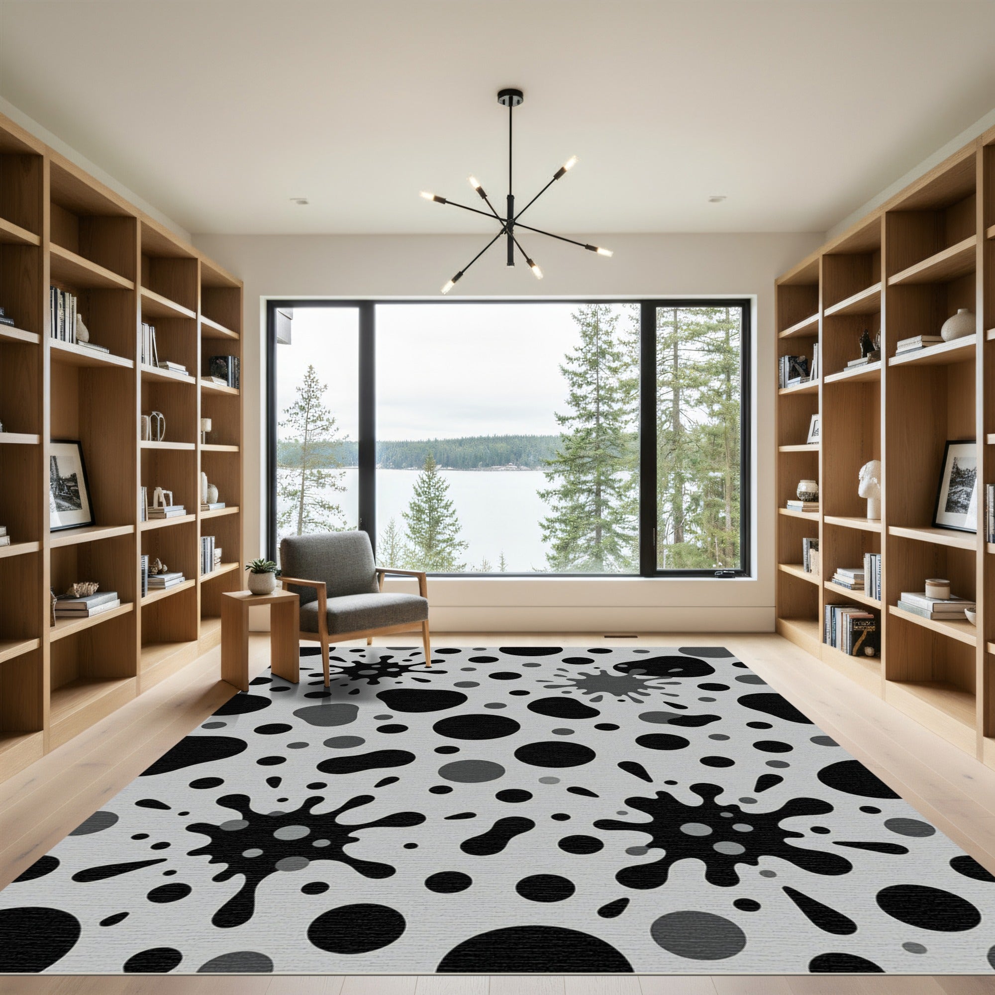 Monochromatic Splatter Polka Dot Mix Rug