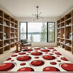 Red Polka Dot Spheres Abstract Rug