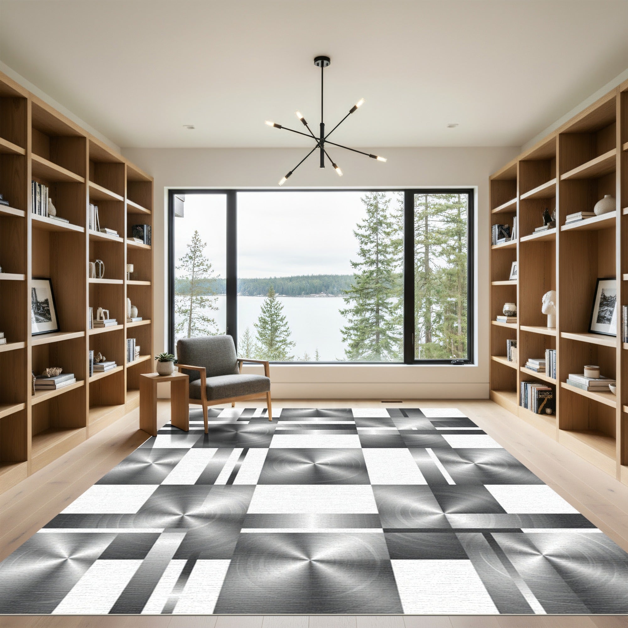 Metallic Circular Mosaic Composition Rug