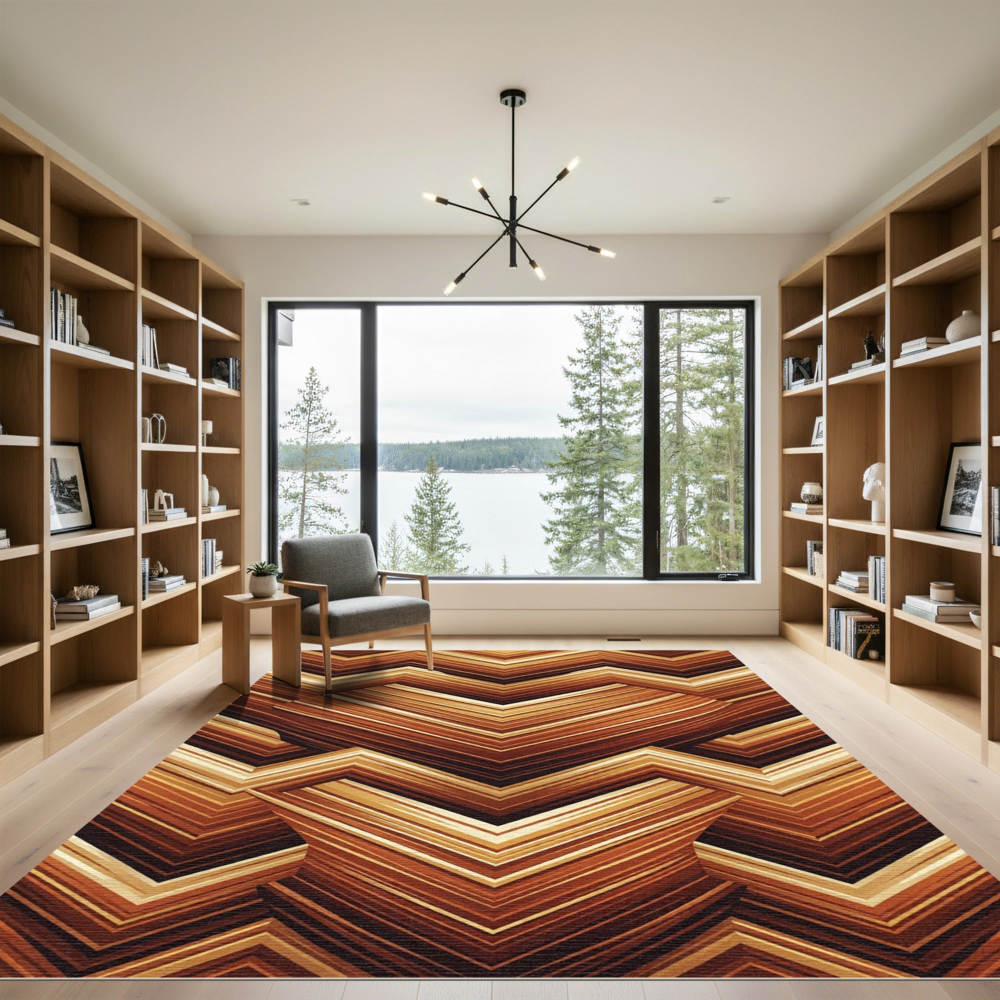 Warm Earthy Tone Chevron Stripes Rug