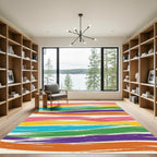 Rainbow Brush Stroke Abstract Rug