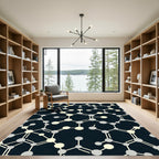 Cream and Gray Molecular Network Rug
