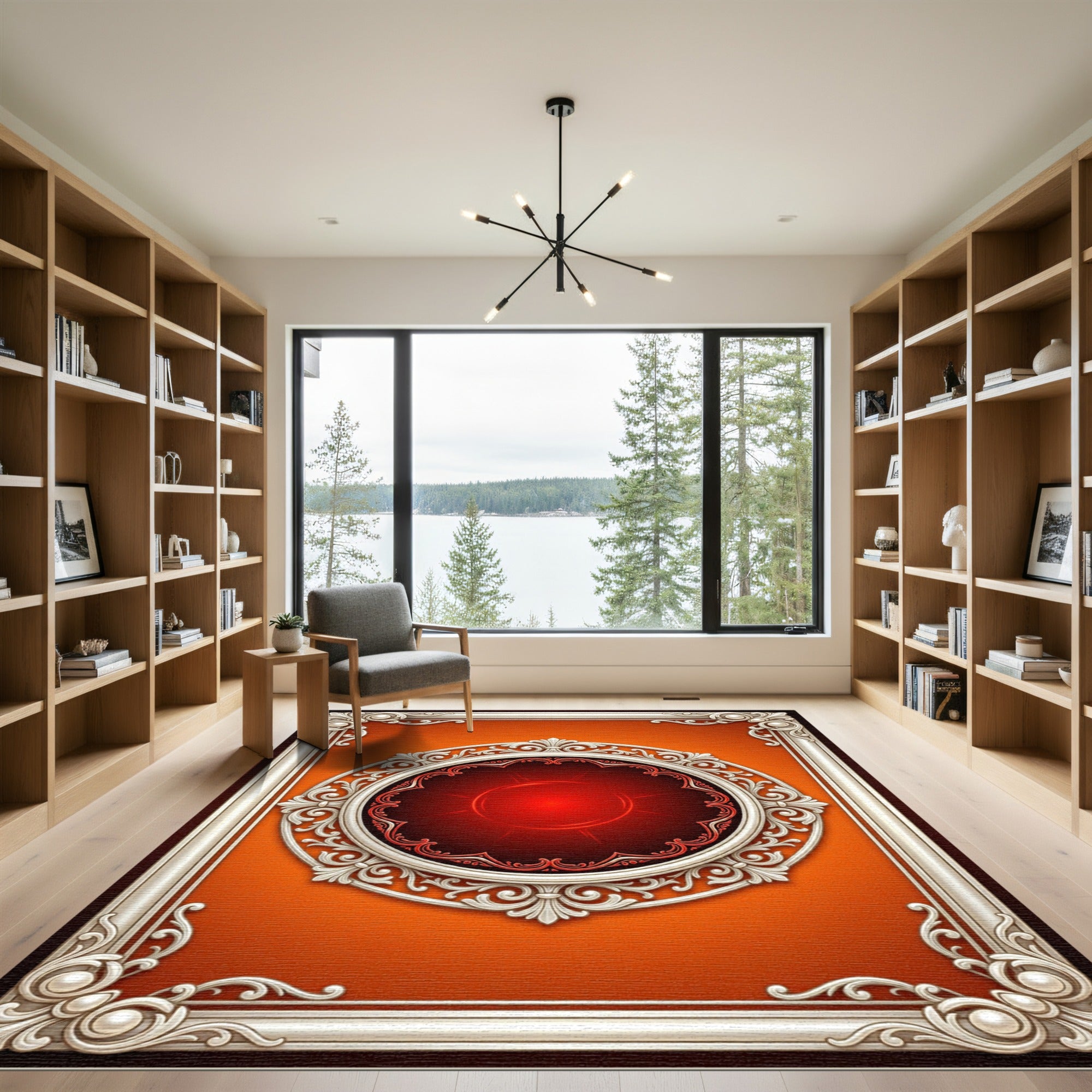 Ornate Crimson Centerpiece Medallion Rug
