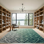 Timeless Teal Floral Lattice Rug
